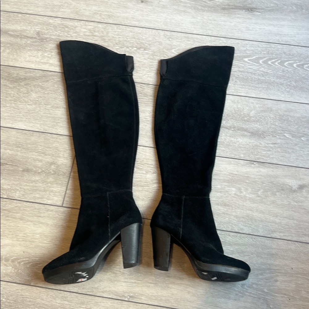 Nine West Suede Black over the knee Women's heeled Boots size 7 - Picture 4 of 8